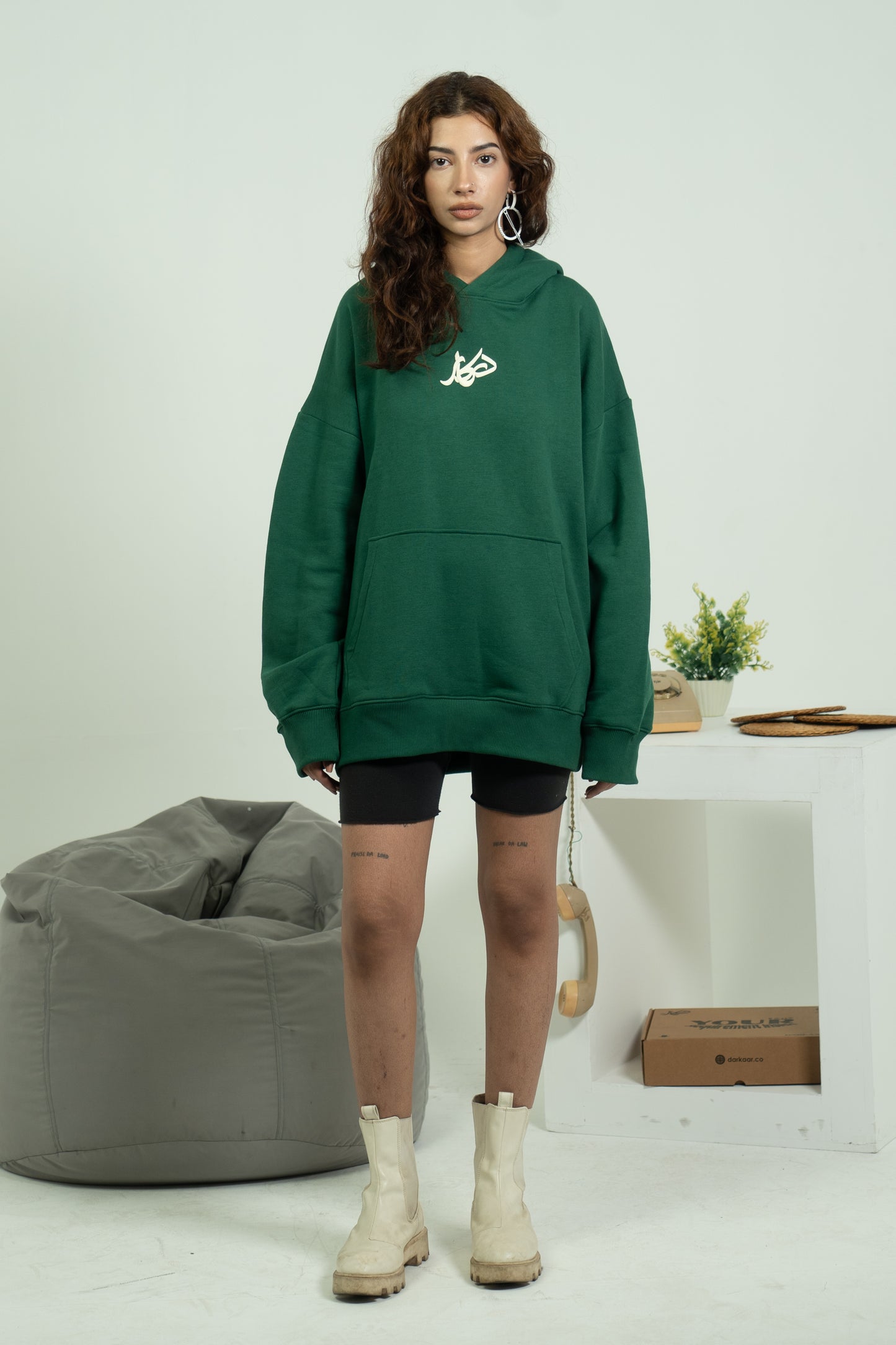 MOSS GREEN MADE IN PAKISTAN LOGO HOODIE