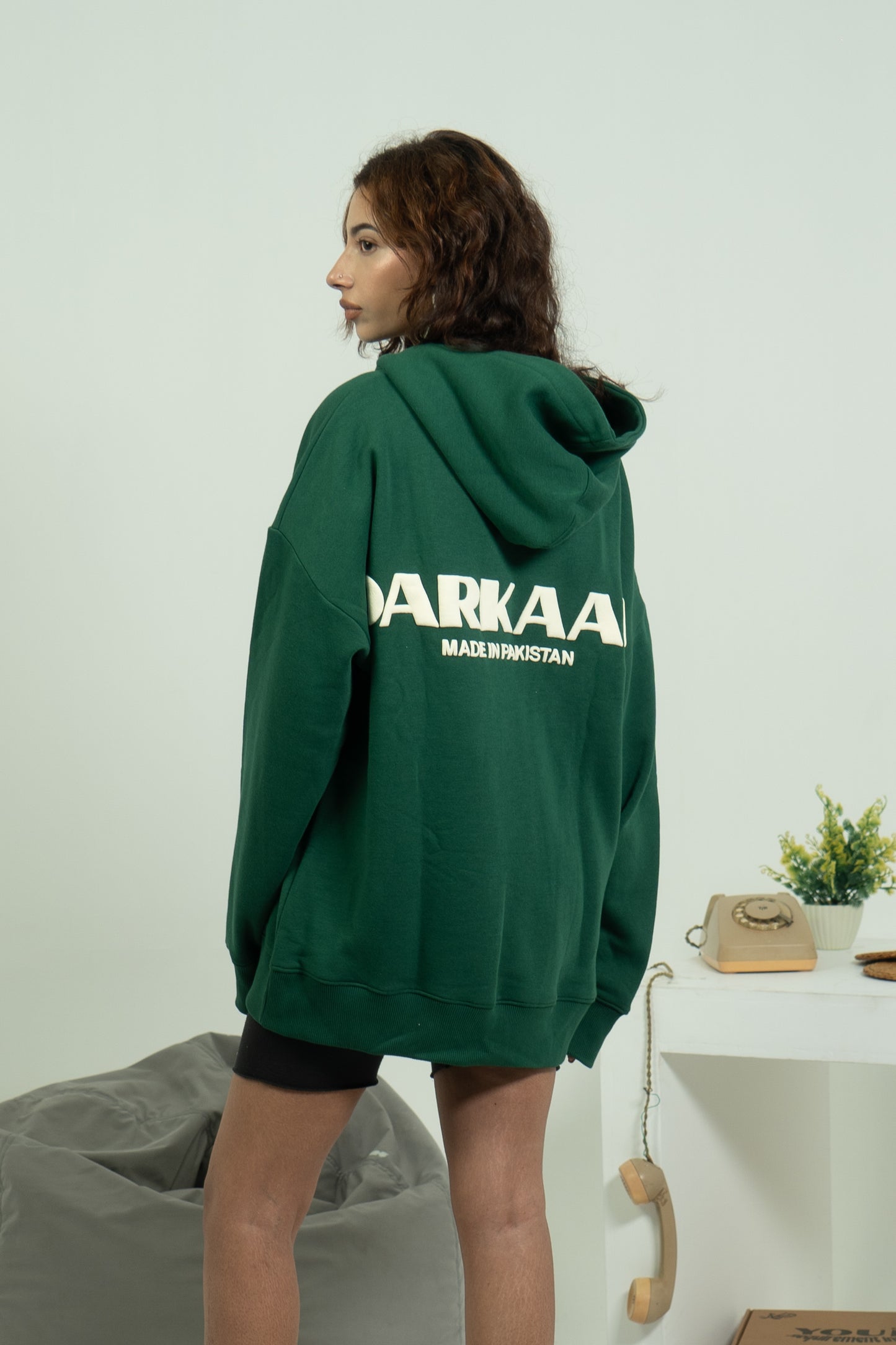 MOSS GREEN MADE IN PAKISTAN LOGO HOODIE